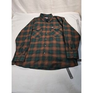 Dixxon Flannel Co Mens Green Brown Plaid Button Down Shirt 5X Long Sleeve